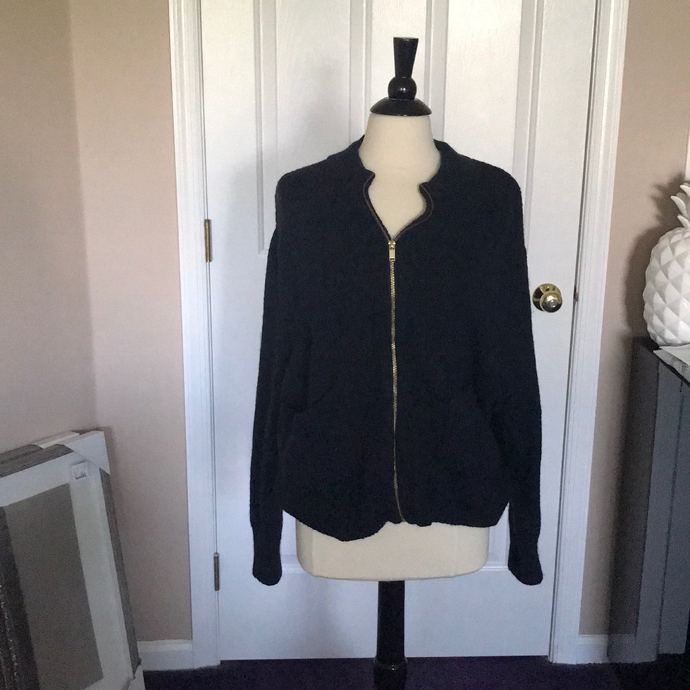 Knit bomber sweater jacket